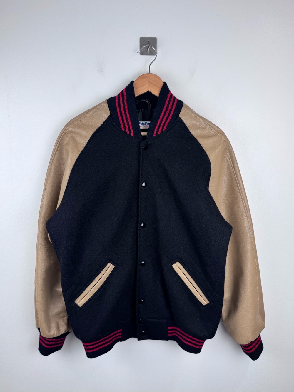 Ebbets Field Flannels Vintage Athletics Men Varsity Leather Jacket Size Medium